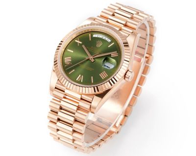 PPM Factory Rolex DD 2836/3255 Movement 18K Rose Gold President Band Olive Green Face Watch